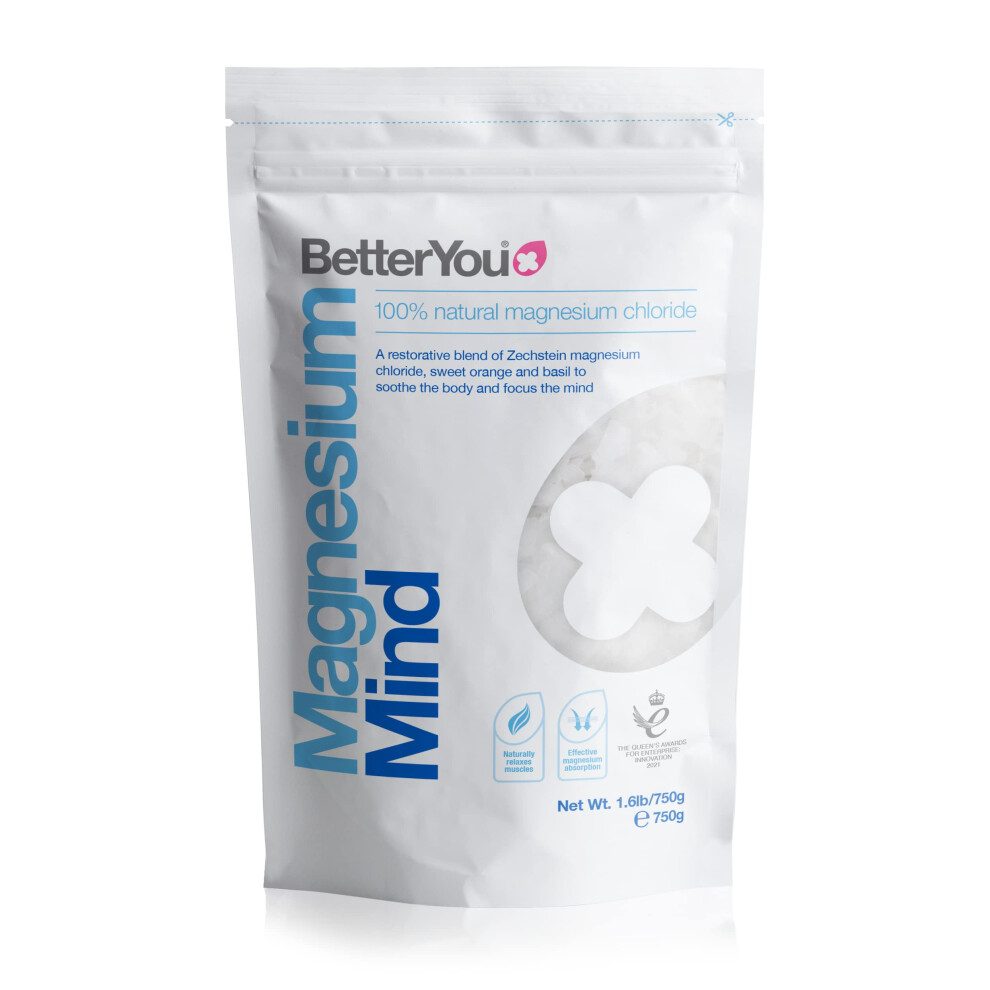 Betteryou Magnesium Mind Bath Flakes, Blend Of Pure Zechstein Magnesium Chloride With Revitalising Essential Oils