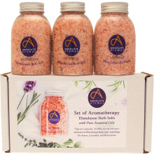 Absolute Aromas Pink Himalayan Bath Salts Set - De-Stress, Lavender and Relaxation