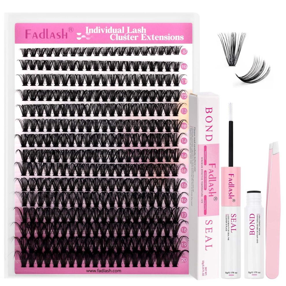 Fadlash 40D 0.07Mm D Curl 8-16Mm With Bond And Seal And Tweezers Wispy Natural Cluster Lashes Diy Eyelash Extensions