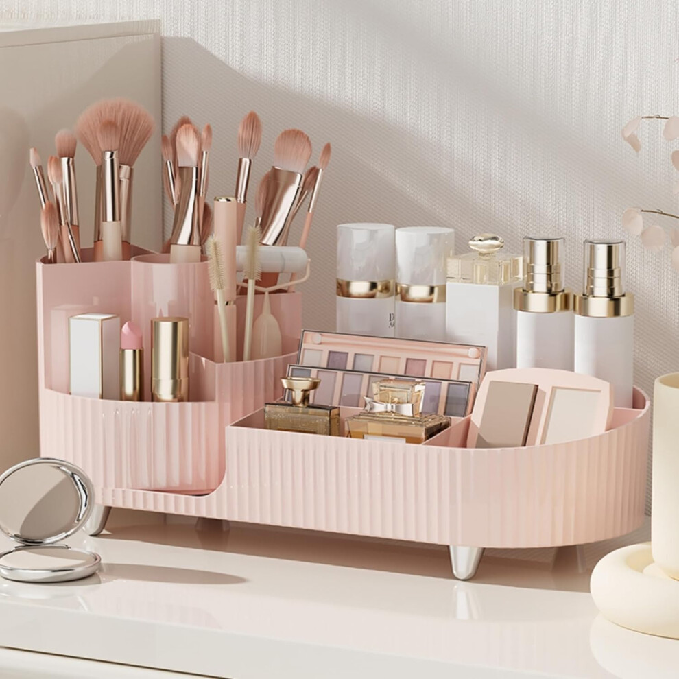Siooui Rotating Makeup Organizer, Large Capacity Cosmetic Display Case For Vanity Large Capacity Cosmetic Display Case With Makeup Brush Holder