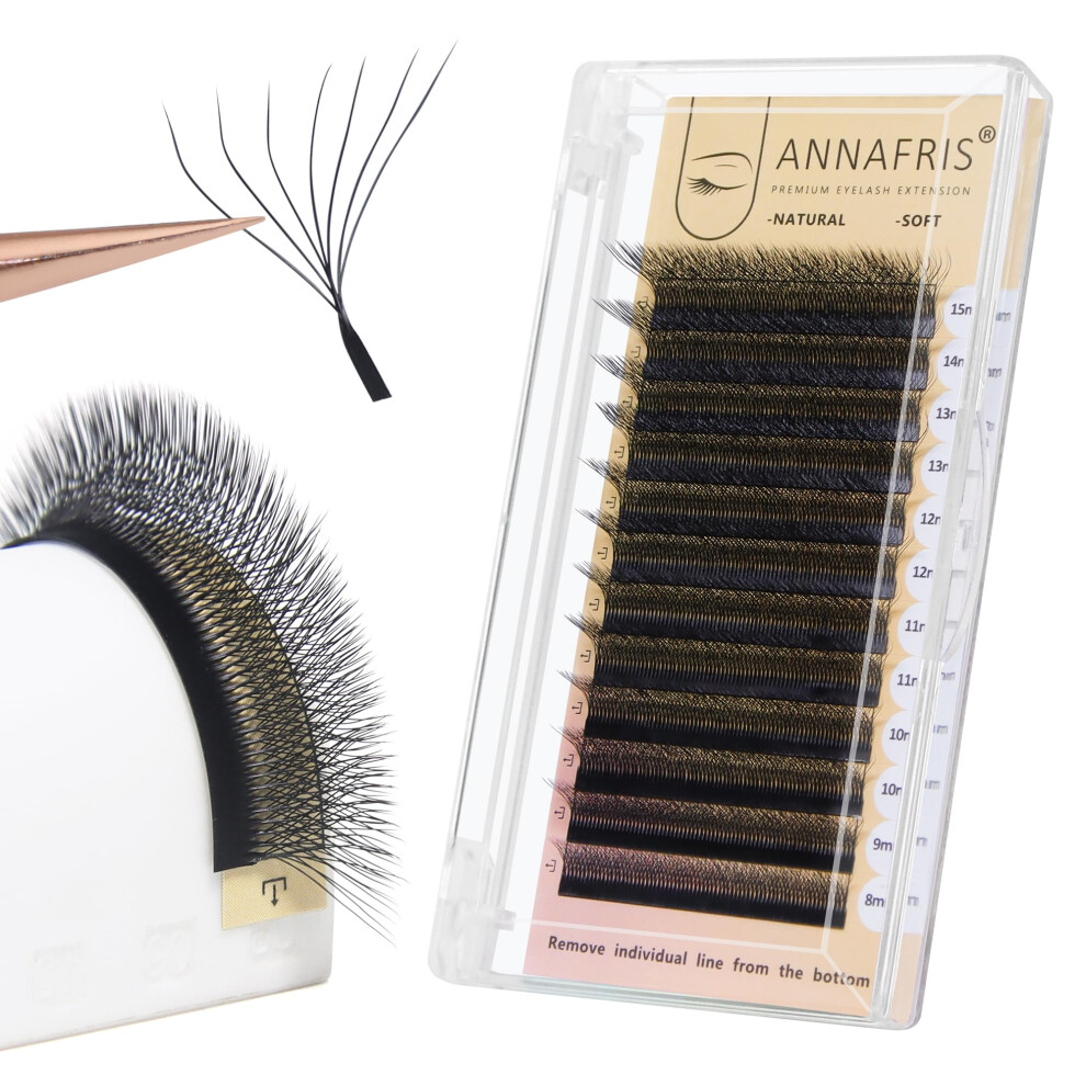 Annafris Eyelash Extension W 7D 0.07 D 8-15Mm Premade Fan 7D Lashes Extension W Lashes Russian Volume Eyelashes(7D,0.07D,8-15Mm)