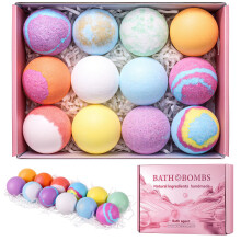 Fentar Bath Bomb Set, 12 * 60g Plant-derived Essential Oils Bubble Bath Gift Set, Vegan & Cruelty Free, Shower Bombs No-Rinse