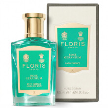 Floris London Rose Geranium Bath Essence (50 ml) Add Luxury Floral Fragrance to Your Bath | Delicately Enhanced with Lemon, Geranium & Violet