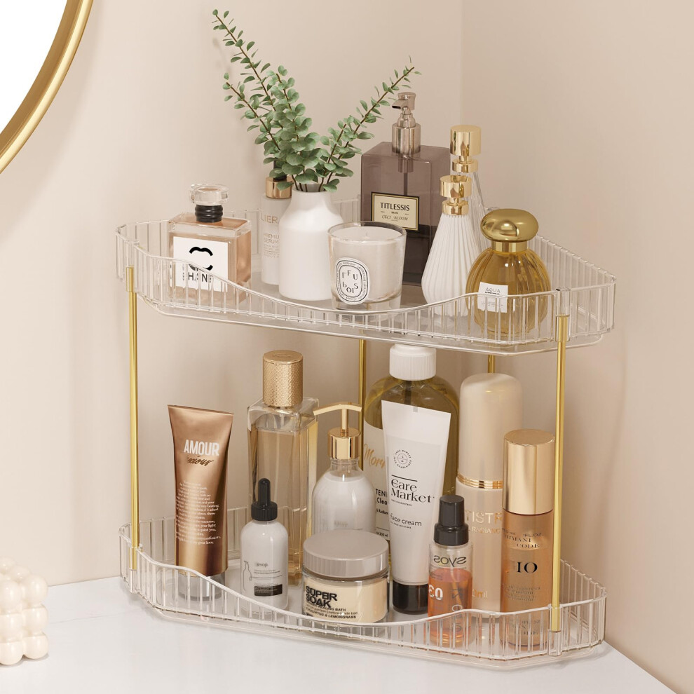 Lifewit Perfume Organiser, Bathroom Countertop Storage, Plastic Makeup Skincare Organiser, Vanity Trays Counter Shelf, Corner Shower Caddy