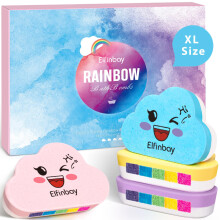 Rainbow Bath Bombs for Kids, 4 Large Organic Kid Bath Bombs with Surprise Colors Inside, Christmas Bath Bomb for Girls Non Toxic