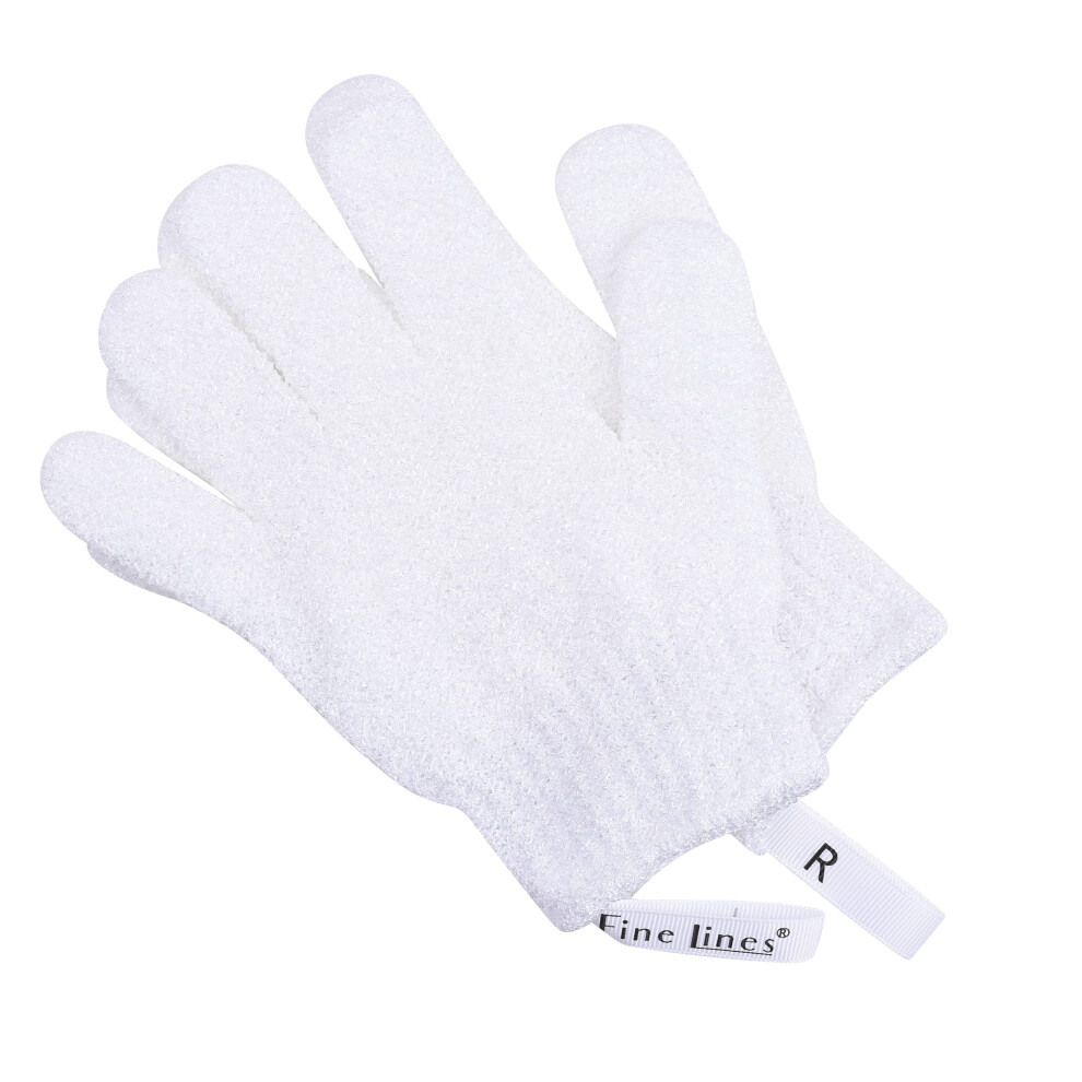 Fine Lines White - Exfoliating Shower Gloves, | Exfoliating Glove For Bath Scrub, Dead Skin Remover | Exfoliating Mitt