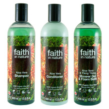 Faith In Nature Natural Aloe Vera Shampoo, Conditioner & Body Wash Trio | Vegan | Cruelty Free | 99% Natural Fragrance | Free From SLS or Parabens