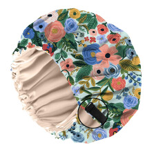 BHAHB Satin Bonnet Silk Bonnet for Sleeping Double Layer Elastic Adjustable Hair Caps Reusable Cute Aesthetic for Women Girls (O1-Blue Flowers)