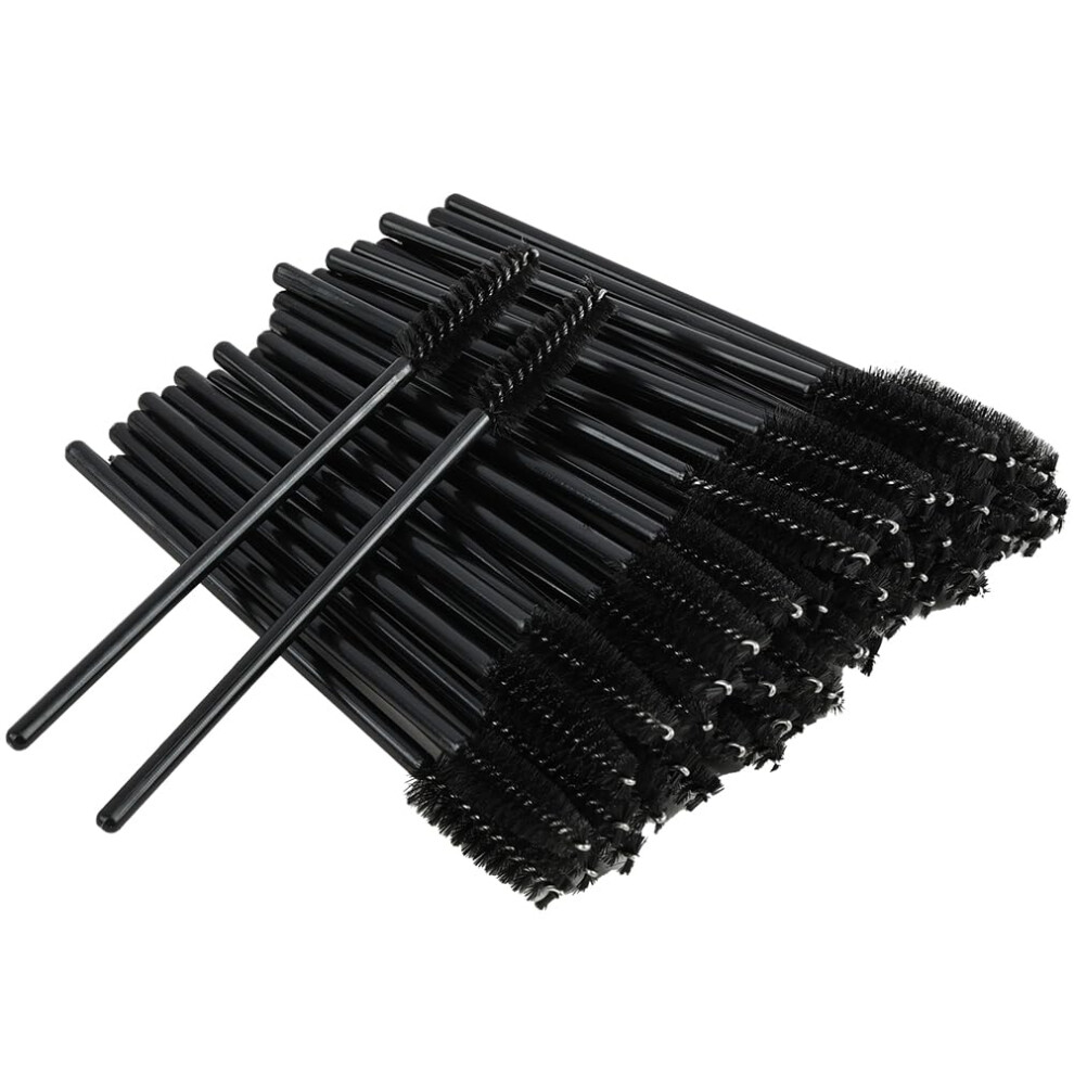 Butbu 100Pcs Disposable Eyelash Brushes, Portable Eyebrow Spoolie Castor Oil Brush, Mascara Wands, Eye Lash Applicator Brushes