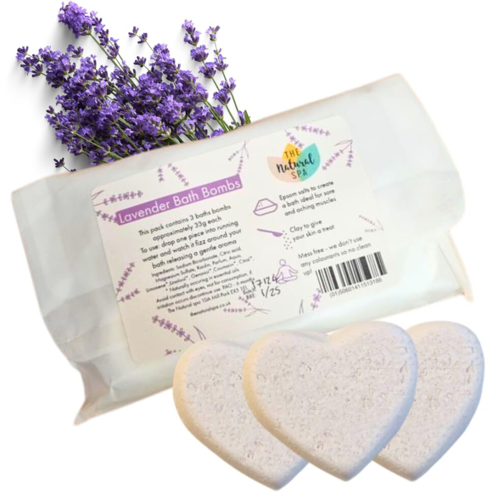The Natural Spa Lavender | Aromatherapy Bath Bombs | Deep Relaxation & Calm | Essential Oil, Epsom Salts & Clay