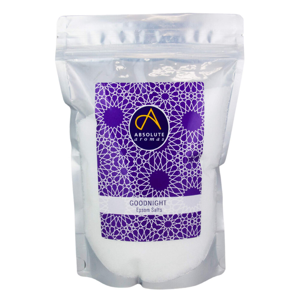 Absolute Aromas Lavender Goodnight Epsom Salt 1Kg - Magnesium Sulphate Infused With 100% Pure Chamomile, Geranium Essential Oils