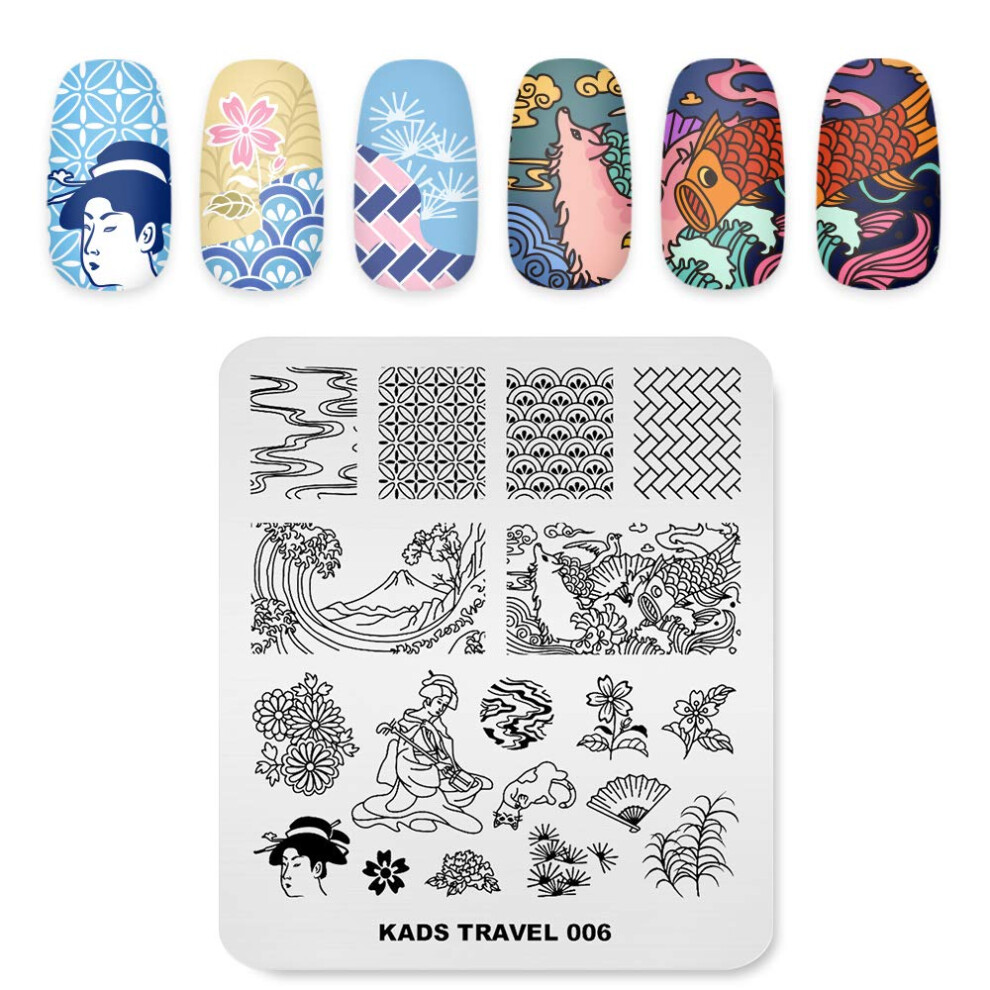 Kads Nail Stamping Plate Travel Nail Art Stamp Template Diy Image Template Manicure Stamping Plate Stencil Tools (Tr006)