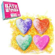 ZIMPLI - 4 x Large UK Made Love Heart Bath Bombs Gift Set, Valentine's Day Present for Her, Women, Girlfriend, Wife, Mother's Day Gifts