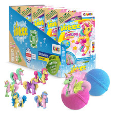 INKEE Galupy Unicorn Bath Bombs for Kids – 5 Piece Gift Set with Surprise Unicorn Toy Inside, Caramel Scent and Jojoba Oil