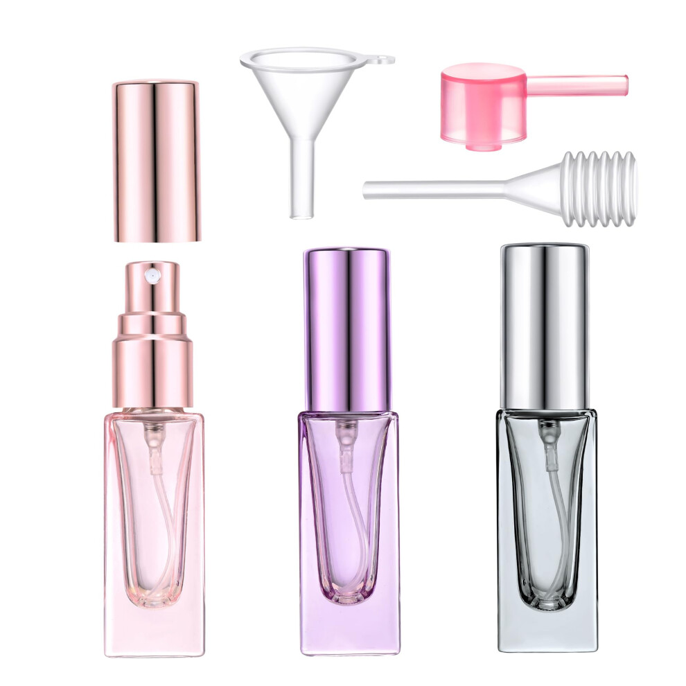 Yikimyfo Travel Perfume Atomizer Refillable, 3 Pcs 5Ml/0.17Oz Mini Spray Bottles Fine Mist Cologne Travel Bottle Glass Perfume Bottles Empty Travel