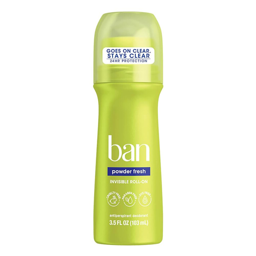 Ban Deodorant Roll-On Powder Fresh 3.5 Oz. (Pack Of 2)