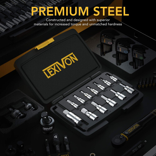 LEXIVON HEX Bit Socket Set 13 Male Hexagon sockets  SAE Imperial Sizes