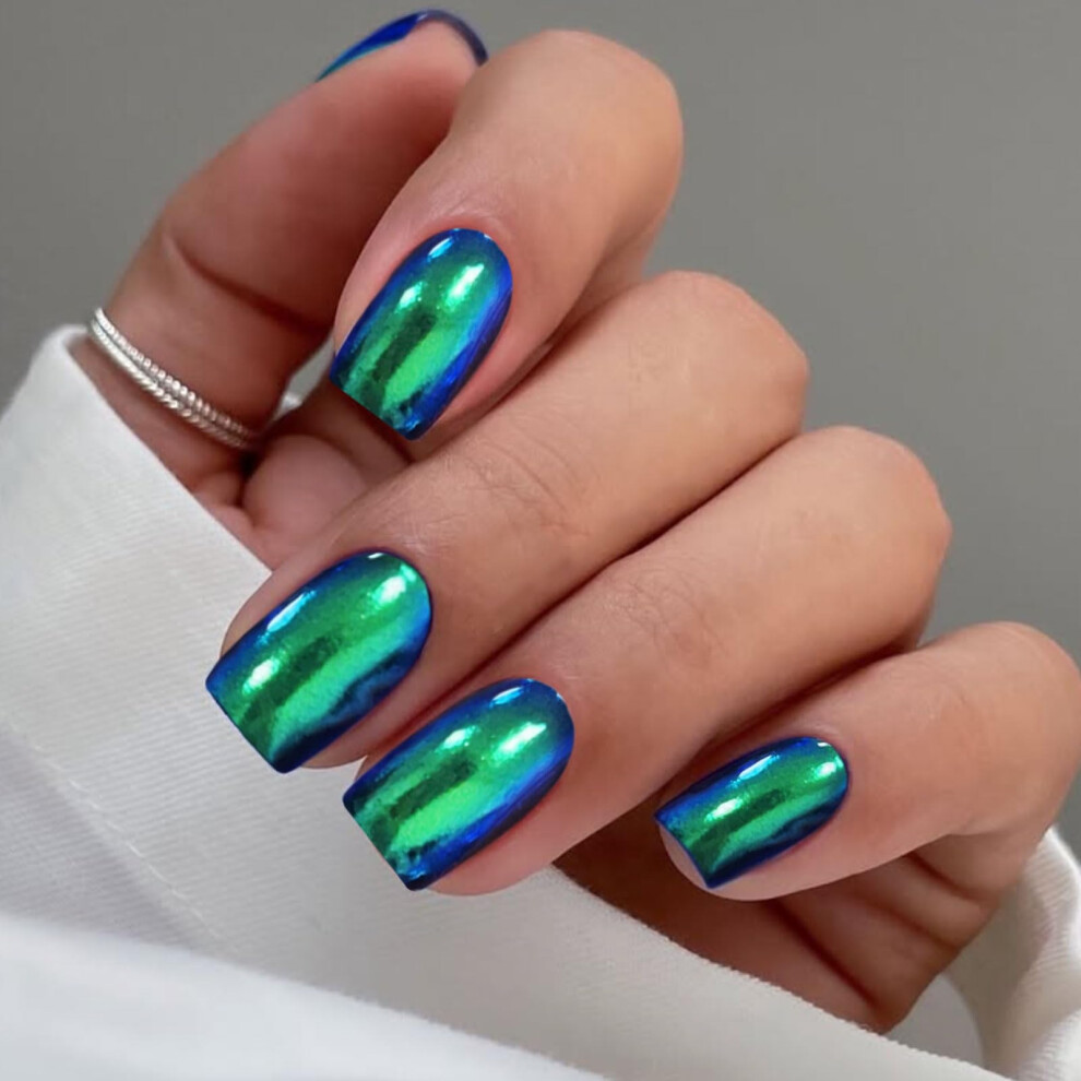 Jmeowio Dark/Green Gel Nail Stickers Glitter Semi Cured Gel Nail Strips Wraps Uv/Led Nails Art Design Decoration Accessories