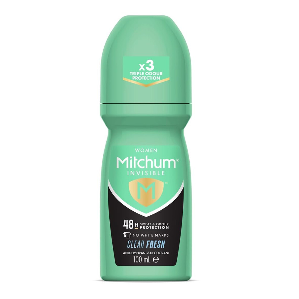 Mitchum Invisible Women 48Hr Protection Roll On Deodorant & Anti-Perspirant, No White Marks, Alcohol Free, Clear Fresh