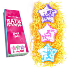 ZIMPLI - 3 x UK Made Star Bath Bombs Gift Set, Luxury Fizz Bath Bombs for Women, Her, Wife, Girlfriend, Gifts for All Year Round