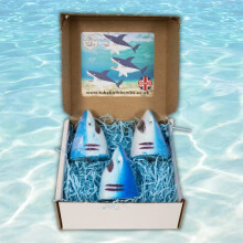Blue Shark Attack Bath Bomb Gift Boxed Box Set (3 Pieces) Fun Colourful Blue Red Fizz Bathbomb Handmade by Tub's Bath Bombs