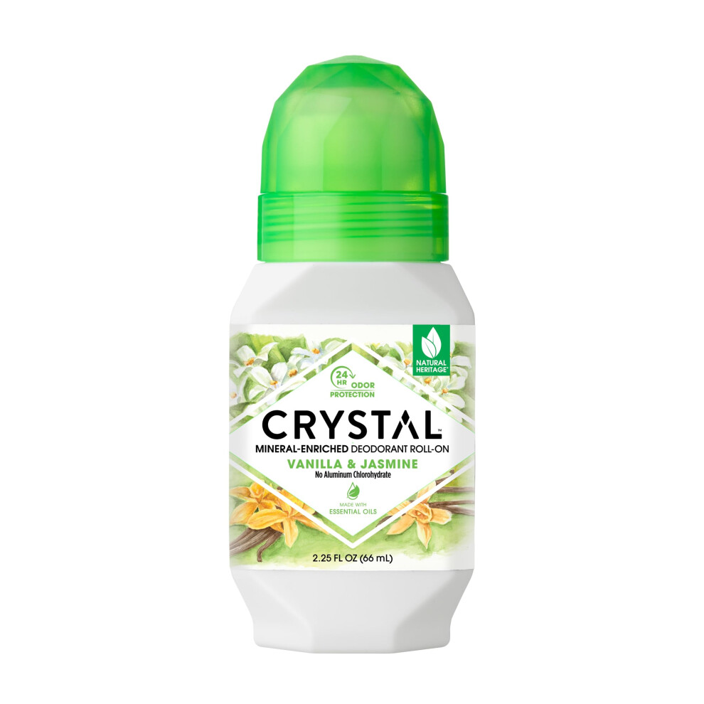 Crystal Essence Crystal Mineral Deodorant Roll-On, Vanilla Jasmine, 2.25 Fl Oz
