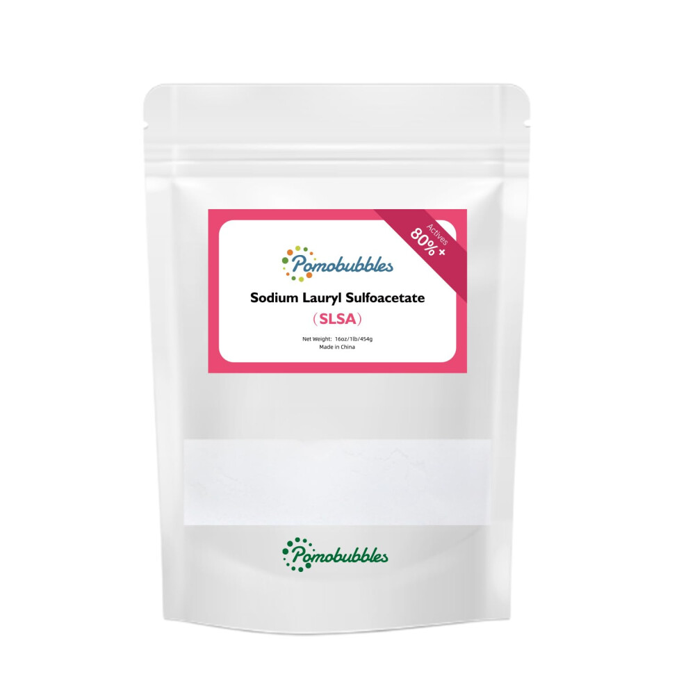 Pomobubbles 1 Pound Sodium Lauryl Sulfoacetate (Slsa) Powder, Long Lasting Foam & Bubbles, Gentle On Skin, Bath Bomb Additive, Surfactant & Latherer