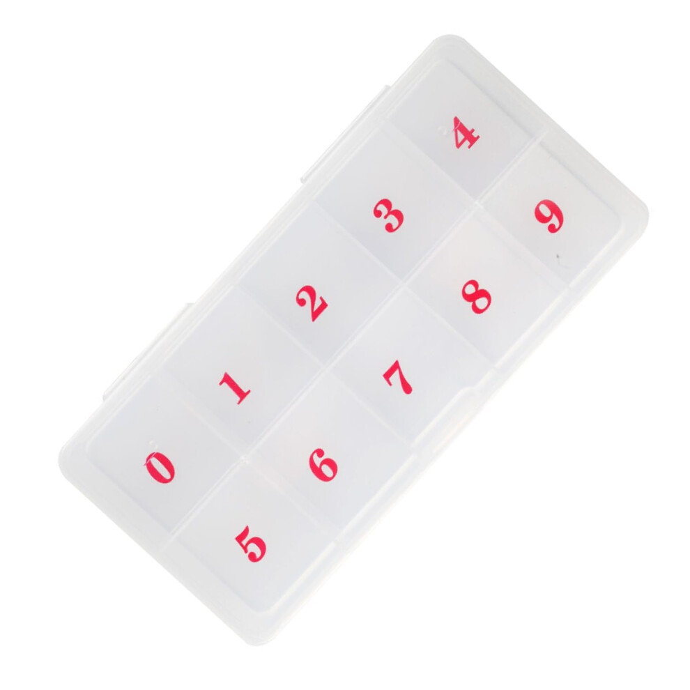 Hixnug Nail Tips Transparent Storage Box 10 Spaces Compartments False Nail Container Plastic Grid Box For Nail Accessories