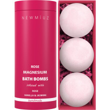 Rose Vanilla Bath Bomb - Mega Foaming Bubbles - Infused with Stress Relief Jasmine - Luxurious Spa Bath Essentials -Nourishing Dry Skin
