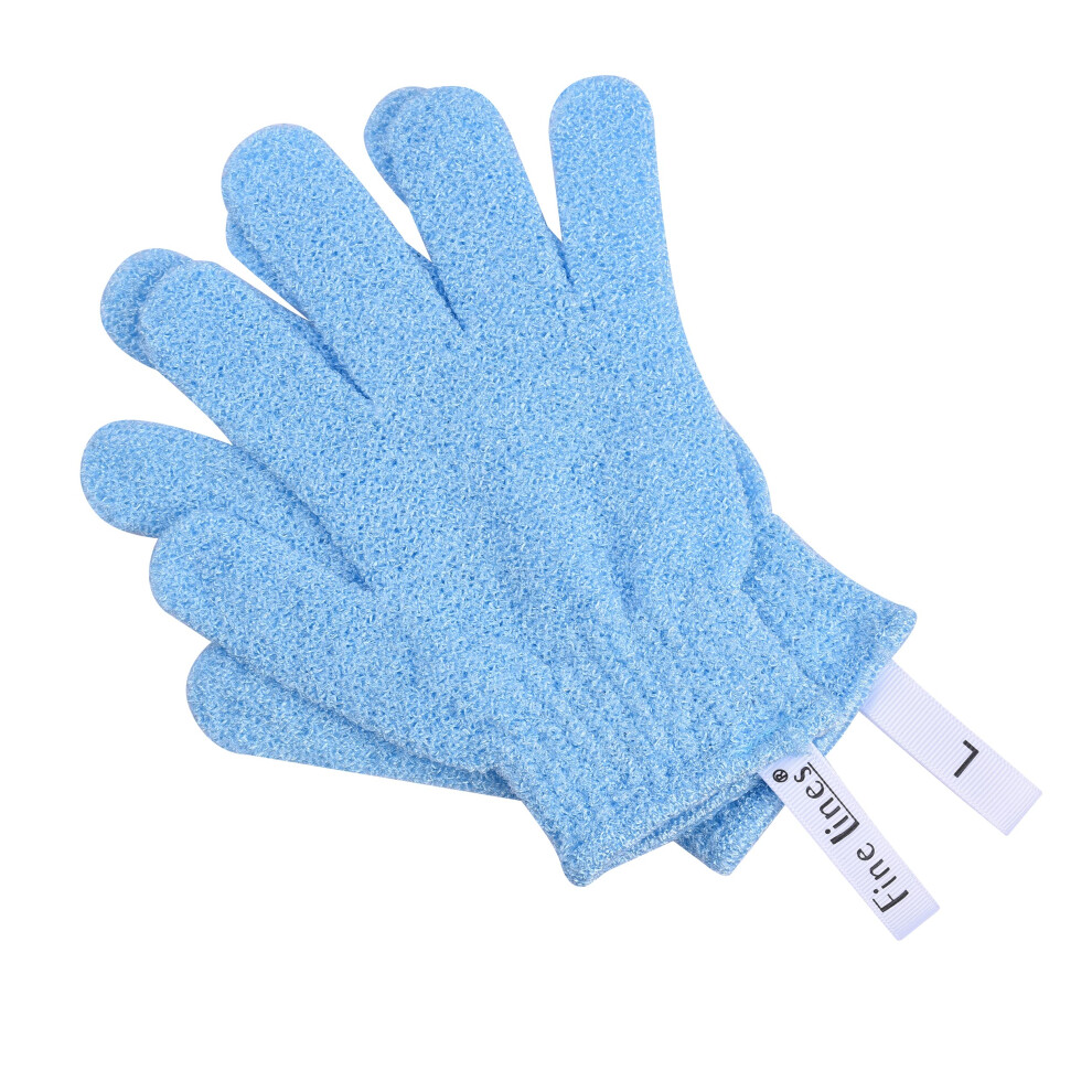 Fine Lines Blue - Exfoliating Shower Gloves, | Exfoliating Glove For Bath Scrub, Dead Skin Remover | Exfoliating Mitt