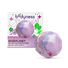 BODYNESS Bath Bomb Badeplanet - Bath Bomb in The Shape of a Planet, Shimmering Bath Ball for Skin Care and Relaxation with Floral Fragrance and argan