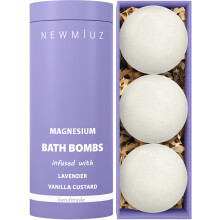 Lavender Vanilla Magnesium Luxury Fizzing Bath Bomb Sensitive Skin Formula for Relaxation Bath Moisturizing Shea Butter Stress Relief Gift for Women