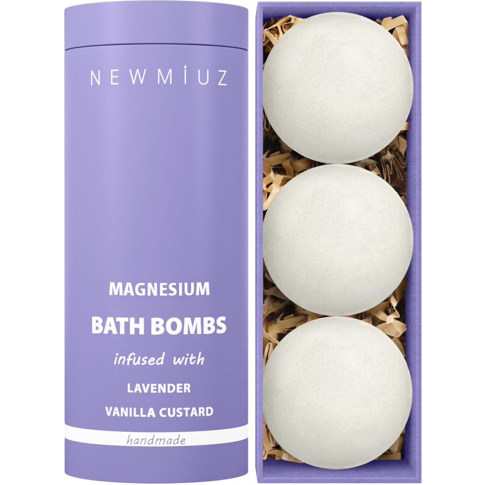 New Miuz Lavender Vanilla Magnesium Luxury Fizzing Bath Bomb Sensitive Skin Formula For Relaxation Bath Moisturizing Shea Butter Stress Relief Gift For Women