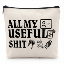 Large Cream Canvas Makeup & Toiletry Bag for Travel and Commuting - Spacious Zipper Pouch for Cosmetics, Electronics, Snacks, Chargers