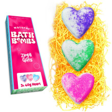 ZIMPLI - 3 x UK Made Love Heart Bath Bombs Gift Set, Valentine's Day Present, Women, Girls, Sister, Daughter, Her, Christmas Stocking Filler
