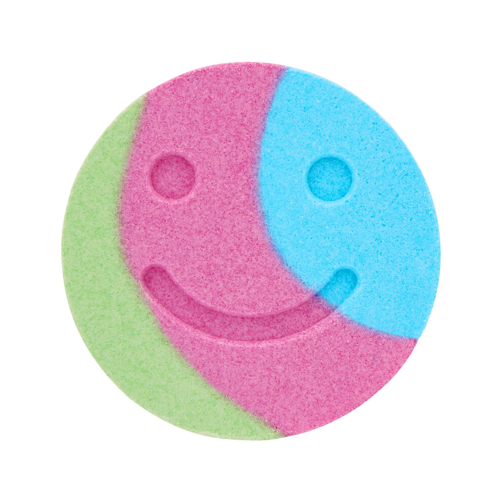 Holler & Glow Holler And Glow Happy Vibes Only Bath Bomb, Smiley Face Shaped, Sweet Scented, Fizzy & Colourful, Mood Boosting, Vegan & Cruelty Free