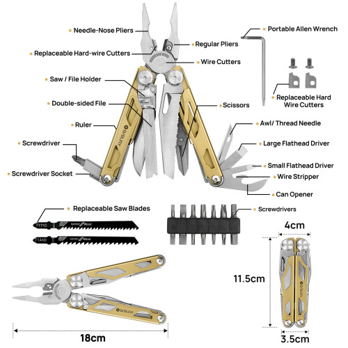 BIBURY Multitools, Multi Tool Foldable Pliers with Upgraded Scissors and Screwdriver Set, Stainless Steel Multitools, Ideal for Camping, Outdoor 1