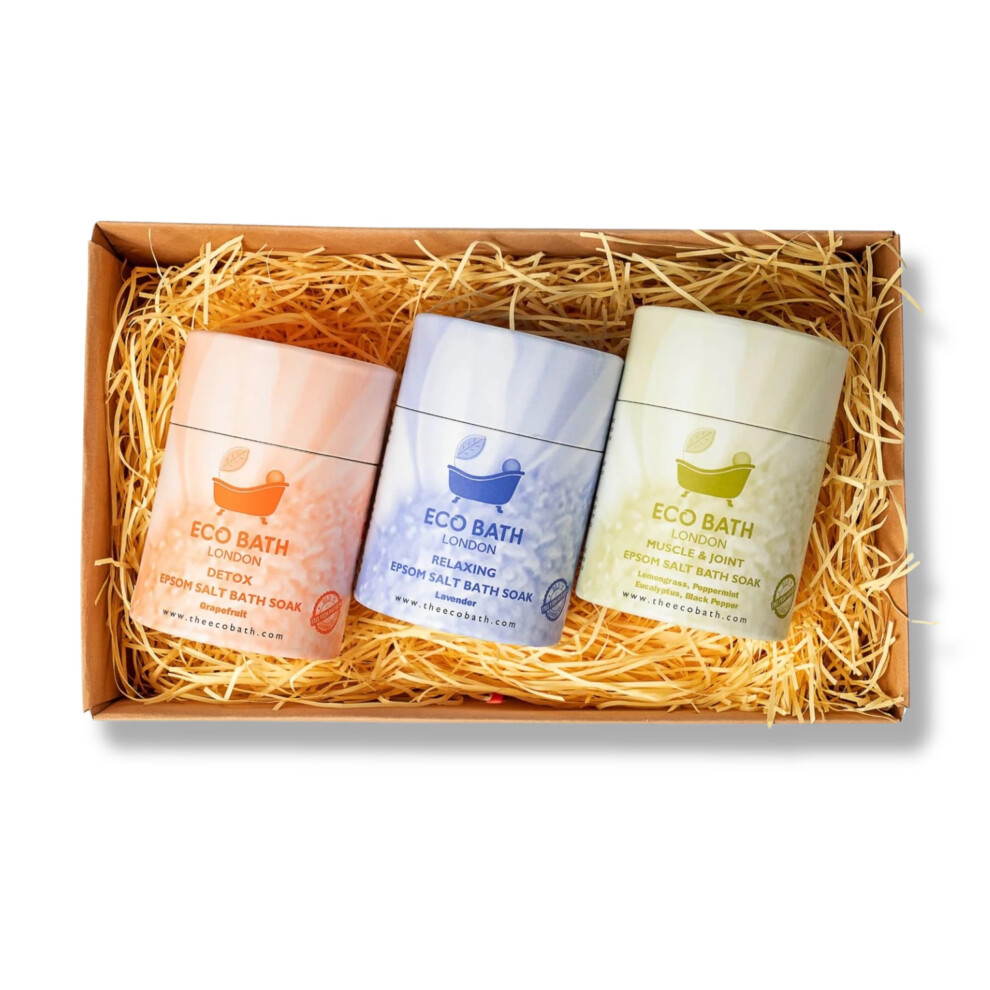 Eco Bath London Epsom Salt Gift Set - 3 X 250G Bath Salts, Muscle And Joint, Relaxing, Detox, Perfect Bath Salts Gift Set