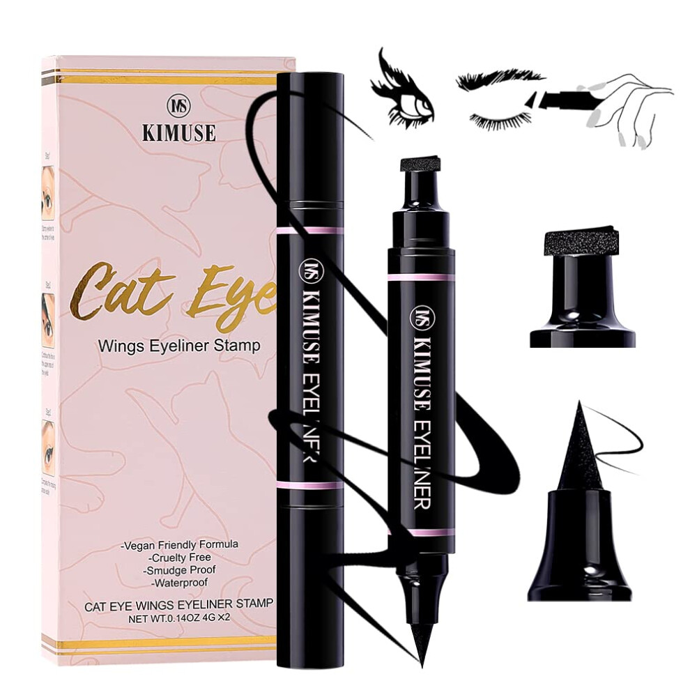 Kimuse Winged Eyeliner Stamp-2 Eyeliner Pens For Perfect Wing Cat Eye Stamp Eyeliner Waterproof Smudge Proof, Long Lasting Makeup Liquid Eye Liner