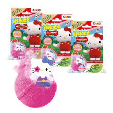 INKEE Hello Kitty 3-Pack Kids Bath Bombs: 3 Surprise Hello Kitty Figures, Watermelon & Jojoba Oil, 3 x 80g Bath Balls (Pink/Red)