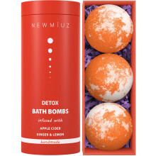 Natural Detox Fizzing Bubble Bath Bombs Apple Cider Ginger & Lemon Essential Oils Cleanse Hydrate Skin Extra Large USA Made Relaxing Bath Bomb Spa