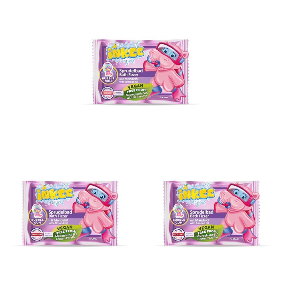 Inkee Bath Fizzer Effervescent Bath Bomb Enriched With Almond Oil, 1 Of 4 Colors And Scents (Pack Of 3)