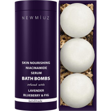 Lavender Bath Bombs Skin Nourishing Moisturize Niacinamide Serum Lavender Blueberry Fig Luxury Fizzing Spa Bubble Bath Gift Set for Sensitive Skin