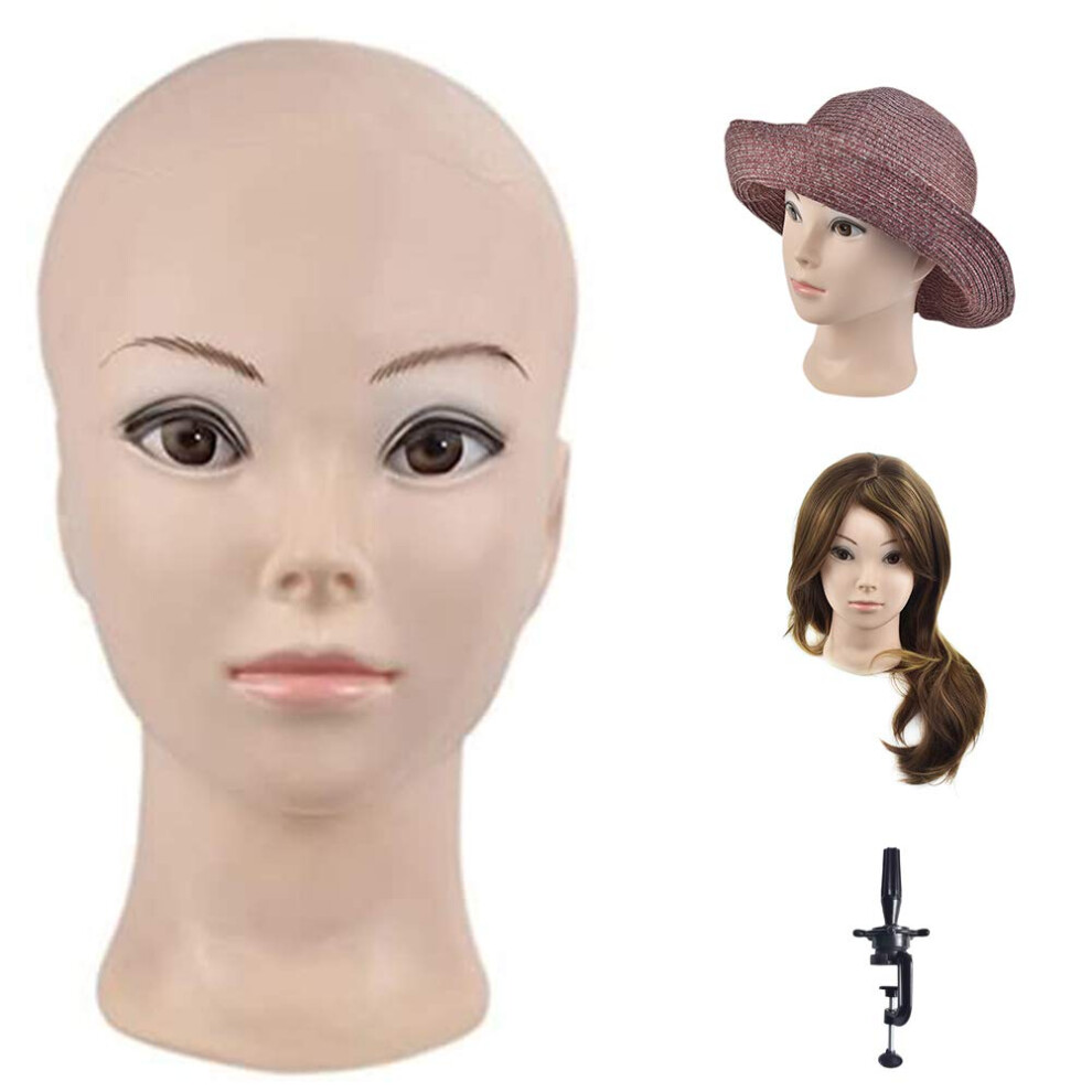 Davinona Ba Sha Training Head Cosmetology Mannequin Head Bald Manikin Head For Wigs Making Wig Display Hat Display Glasses Display With Free Clamp