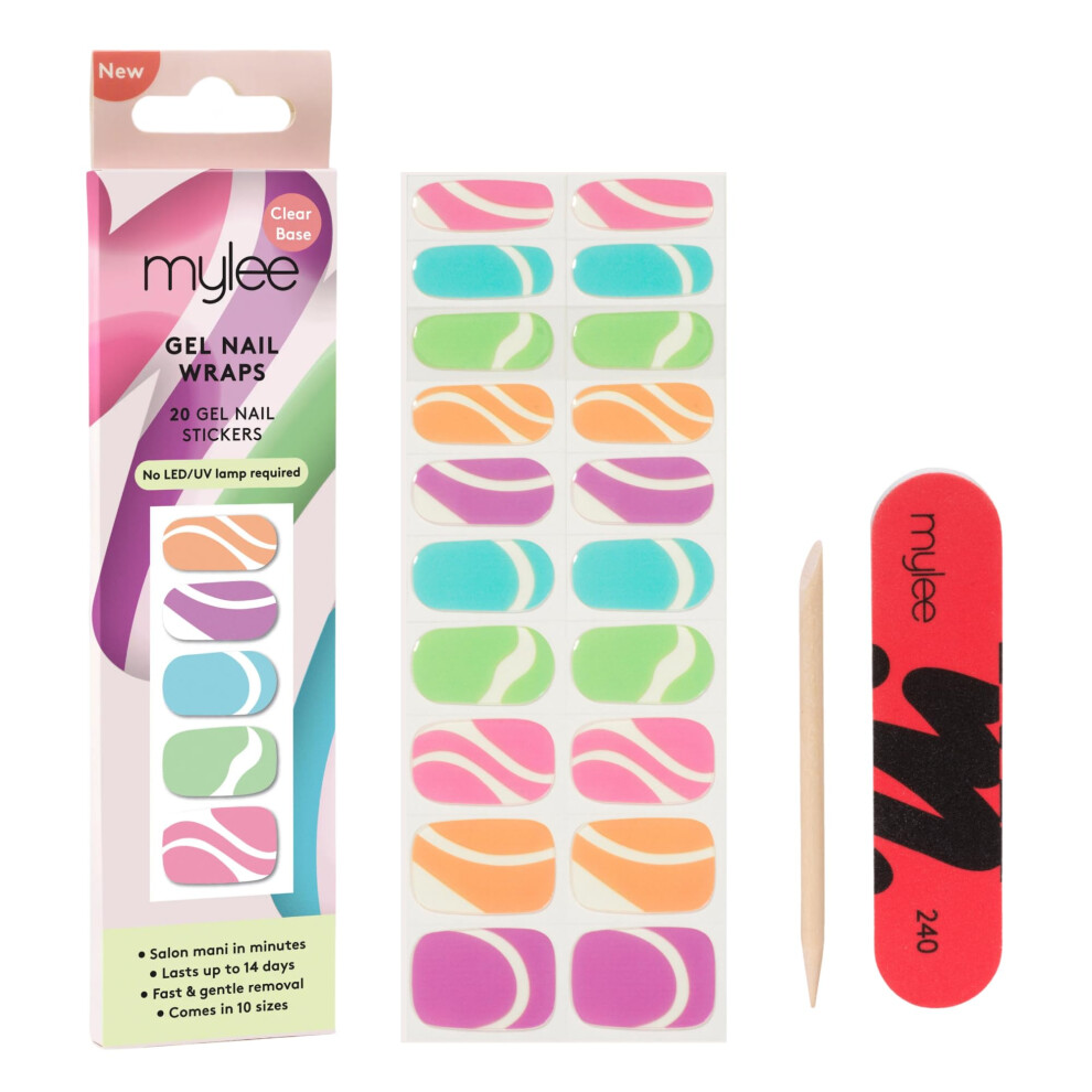 Mylee Gel Nail Wraps [Love-Love] Â Cloud Nine Collection Â 20 Pre-Cured Gel Stickers, No Lamp Needed, Chip-Resistant, Glossy Finish, Long Lasting