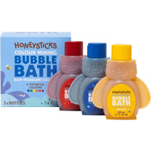 Honeysticks Kids Bubble Bath 3 Pk (Blue, Red, Yellow): Non-Toxic, Plant Based, Non Irritating