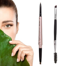 HeyBeauty Eyebrow Pencil with Brow Brush, Double Ended Eyebrow Pen, Automatic Makeup Cosmetic Tool (Khakl Coffee)