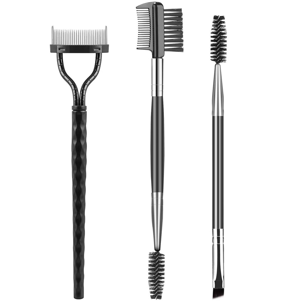 Glanzend Eyebrow Brush Eyelash Separator Brow Comb & Lash Spoolie Professional Eye Makeup Tools (3 Pieces Set)