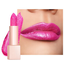 Oulac Bright Pink Glitter Lipstick - Moisture Tinted Lip Balm, Metallic Sparkly Finish, Dusky Rose Shiny lipstick, Creamy Brilliant Lip Color