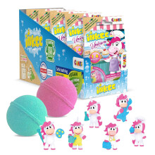 INKEE Unicorn Bath Bombs for Kids – Set of 5 Fizzy Bath Bombs with Hidden Collectable Toys – Banana Milkshake Scent with Jojoba Oil